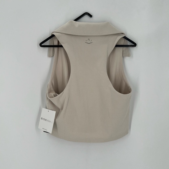 Beyond Yoga Heather Rib Prep Cropped Tank In Cream Heather - Picture 5 of 10